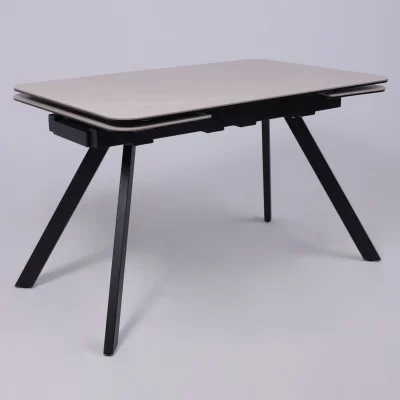 Стол ЛЕОН NEW , керамика 1 кат. 1200(1840)*800, Камень слоновая кость Bayona Ivory/Черный матовый_5