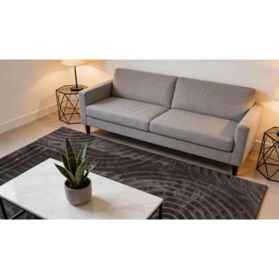 Ковер GEOMETRY FAUX FUR, геометрия, темно-серый 80*150см_2