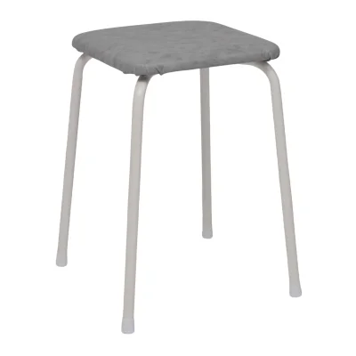 Табурет квадратный "Пенек крепкий 224", с ЛДСП, серый/белый фотография