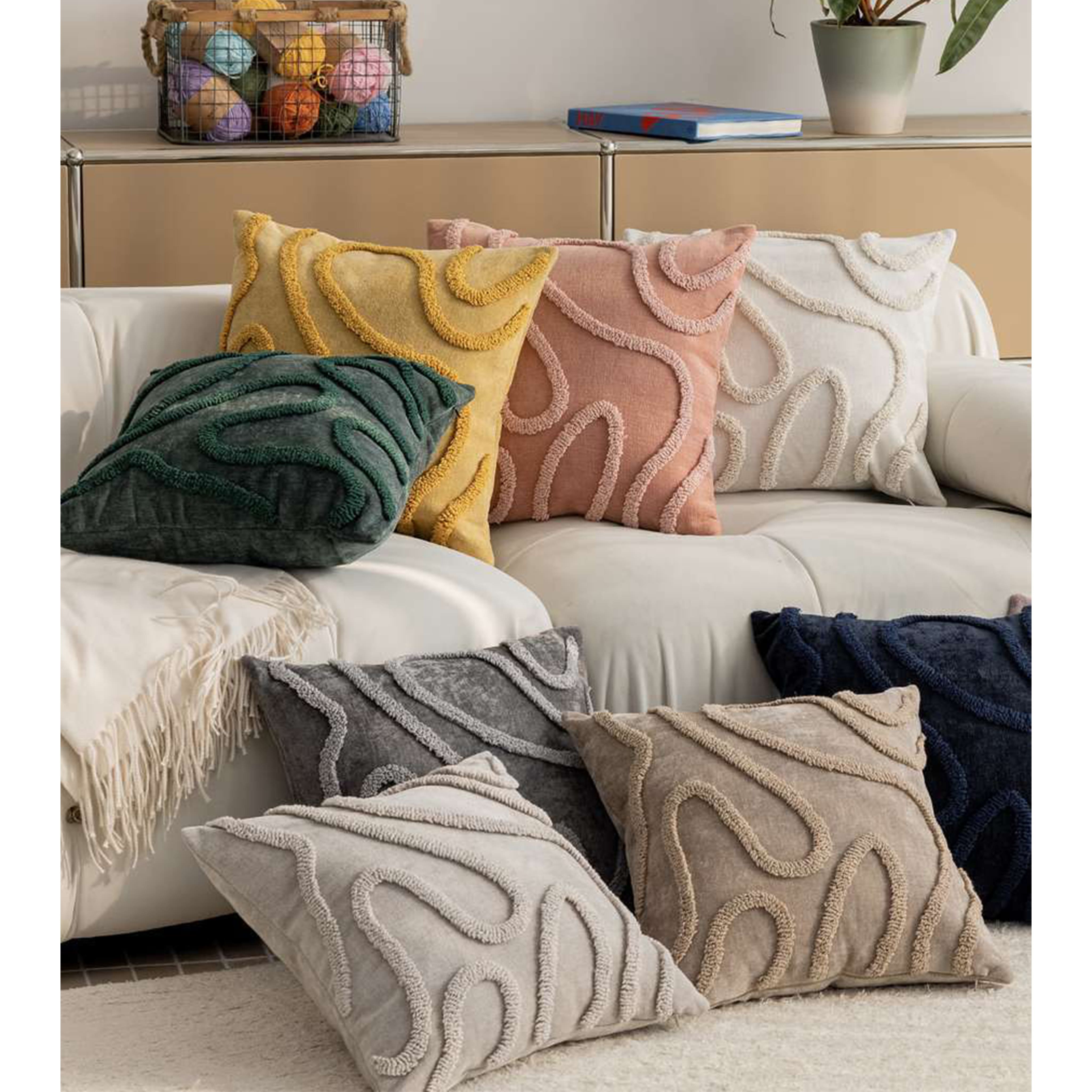 Подушка декоративная МАТЕХ TUFTED LINES 45*45*10. Цвет розовый, арт. 67-665_preview_2