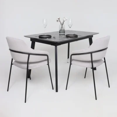 Стол AV 1209, HPL+МДФ,  раздвижной 1200 (1600)*800 Черный тунис /черный_9