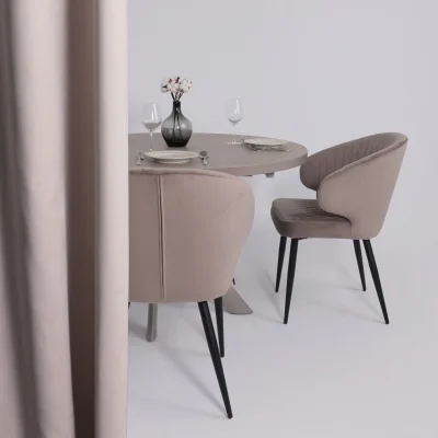 Стол RONALDO-120, круглый раздвижной 120(160), БЕЖЕВЫЙ КАМЕНЬ-HPL/Капучино_3