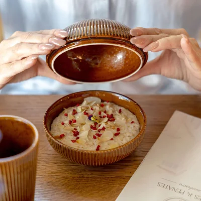 Блюдо-боул с крышкой AURORA, фарфор, каштановый, d13*5см_4