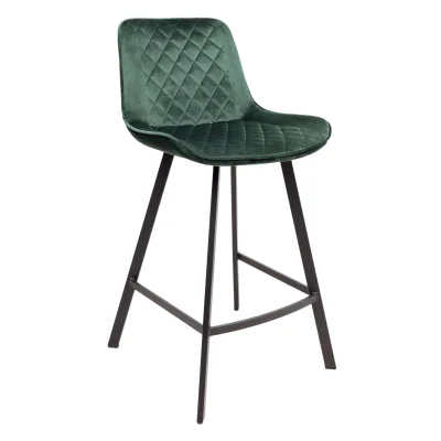 Стул барный LEROS, (темно-зеленый велюр HLR-57/черный) фотография
