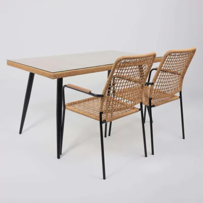 Стол садовый BERGAMO,1400*800*750, сталь-черная/ стекло 5мм_5