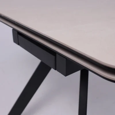 Стол ЛЕОН NEW , керамика 1 кат. 1200(1840)*800, Камень слоновая кость Bayona Ivory/Черный матовый_13