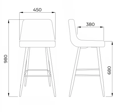 Стул барный MIA, зеленый велюр HLR57/черный_8
