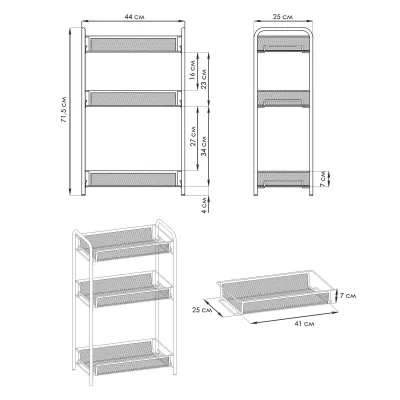 Этажерка Ладья 2К, на колёсиках, (белый)_2