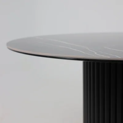 Стол РАУНД,керамика 2 кат. Д 1100, Камень черный Wacom pulido/ Черный матовый_12