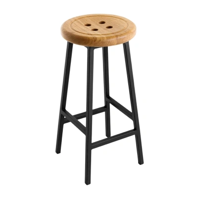 Стул полубарный BUTTON-65 натуральный/черный_1