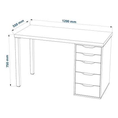 Стол письменный Ингар 1/5Т, белый, 1200*750*550_5