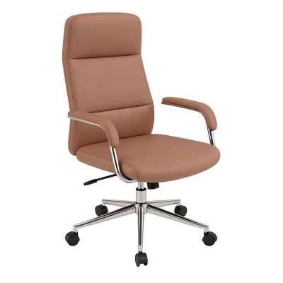Кресло поворотное ELEMA, коричневая экокожа/хромированный металл фотография