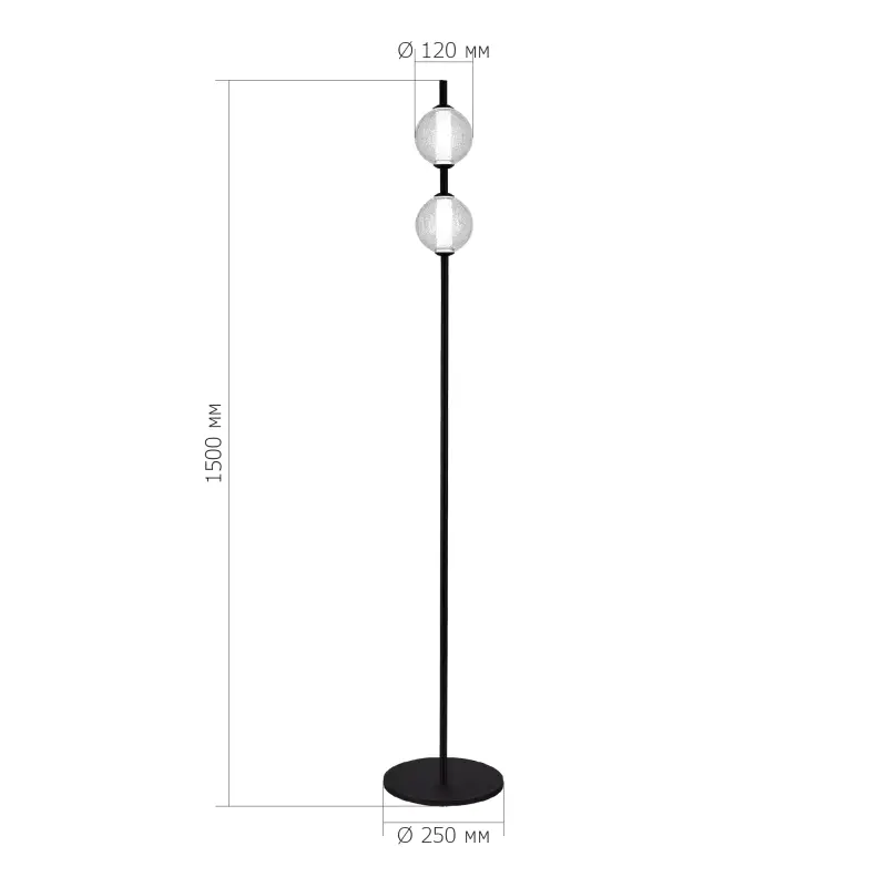 Светильник напольный ST-Luce Черный/Прозрачное кракелированное стекло LED 2*8,5W 3000K PEEK_preview_3