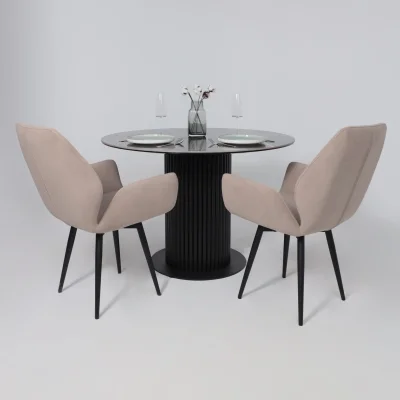 Стол РАУНД,керамика 2 кат. Д 1100, Камень черный Wacom pulido/ Черный матовый_8