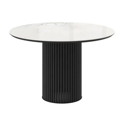 Стол ASKAR ROUND-116, нераздвижной круглый 116, BRECHA GLOSS PREMIUM CER/Черный фотография