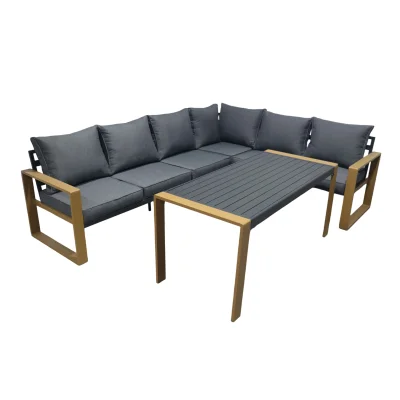 Комплект садовой мебели PIAZZA (диван 2шт, стол 1шт, скамья 1шт), серый/натуральный_5