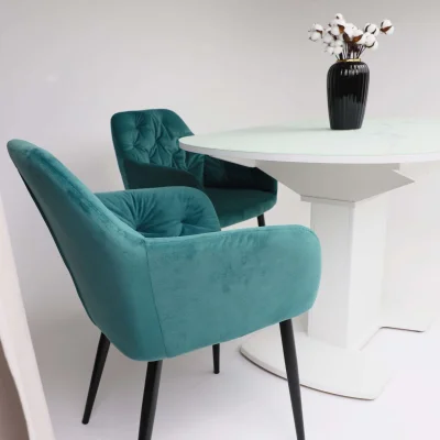 Стол КОРСИКА, матовый, фотопечать 1200(1515)*800, Мрамор белый 2/Белый матовый_7