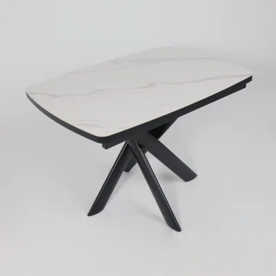 Стол LEONEL-110, раздвижной 110(145)х80, COROLLA WHITE GLOSS ST CER/Черный_6