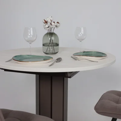 Стол раздвижной на опоре ONTARIO,1000(1300)*760*1000, (сосна каньон/коричневый)_5