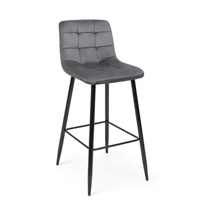 Стул STELLA, барный, серый велюр HLR21/черный фотография