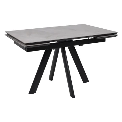 Стол JACK-120, раздвижной 120(30+30)х80, ITALIAN LIGHT GREY GLOSS ST CER/Черный фотография