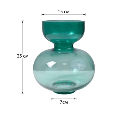 Ваза стеклянная ROUND 2, зеленый, 15*25см_5