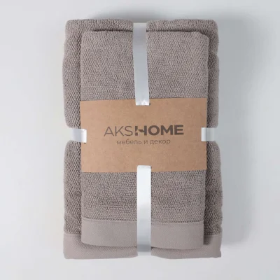 Набор полотенец махровых TANUKI, 2 шт (50*90см+70*140см), серо-бежевый, 16-1305_2