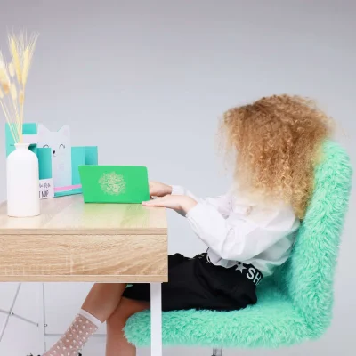 Кресло поворотное FLUFFY, искусственный мех, мятный_5