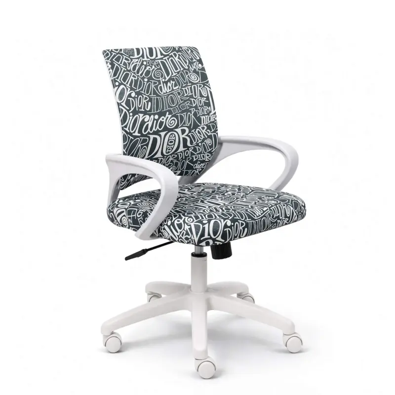 Кресло рабочее, поворотное RICCI NEW, white, ткань, черно-белая диор фотография