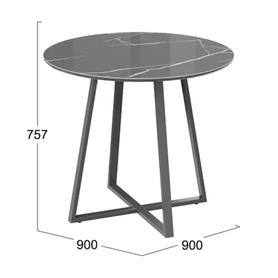 Стол обеденный МИЛАН Тип 1, d.900, стекло серое глянцевое серый мрамор/серый муар_4