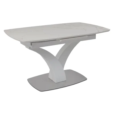 Стол НОТР ДАМ MODERNE, керамика 2 кат. 1400(1800)*850, Камень белый Calacata vagli/Белый Муар фотография