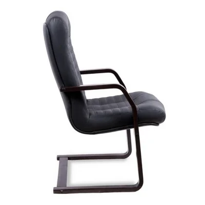 Кресло Атлант экстра короткий конференц (орех темный) кожа (черная)_3