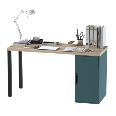 ИНГАР 2/ДВ/T стол письменный 140x75x55, дуб беленый/серо-бирюзовый/черный_2