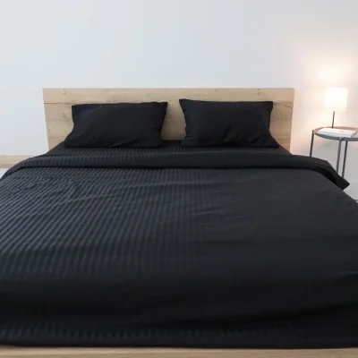 Простыня на резинке 90*200*20см Чёрный, премиум  сатин-страйп_8