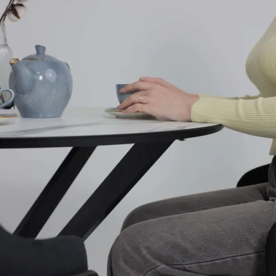 Стол МЕХИКО, пластик премиум 3Д, D950, Камень белый/ Черный матовый_3