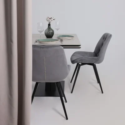 Стол AV 2119, МДФ+керамика, раздвижной 1200 (1800)*800 серый, матовый CARMEN LIDHT GREY/черный_4