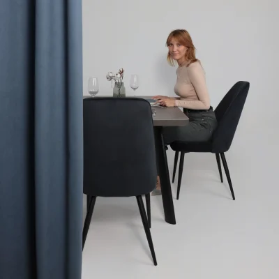 Стол LEON LUX RADIAL-180, раздвижной 180(240)х95, Дымчатая керамика/Чёрный_2