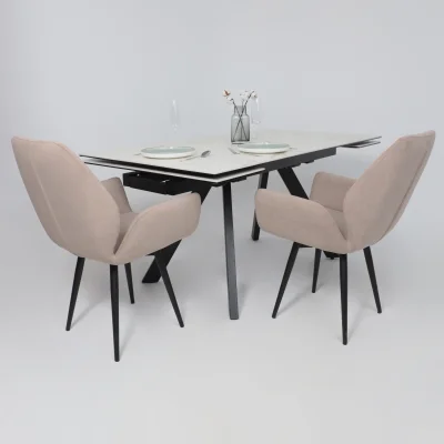 Стол МОНАКО NEW,керамика 0 кат. 1600(2240)*900, Камень белый Greys White/Черный матовый_9