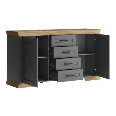 Н.м. "MARSELLE" комод KOM2D4S, к.Дымчатый алмаз+Дуб урбан янтарный/ф.Дымчатый алмаз_3