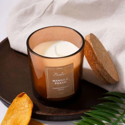 Ароматическая свеча MANGO & PEACH в стекле, Д70 Ш70 В78_3