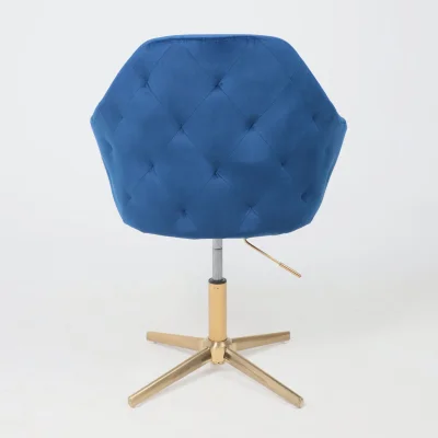 Стул DUBAI, поворотный, (синий велюр/золото)_11