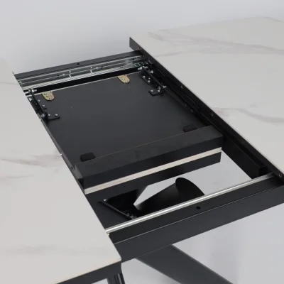 Стол LEONEL-110, раздвижной 110(145)х80, COROLLA WHITE GLOSS ST CER/Черный_12