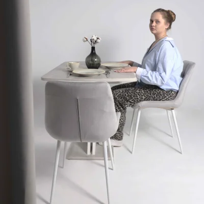 Стул AV 405, светло-серый бархат Н-09/белый_2