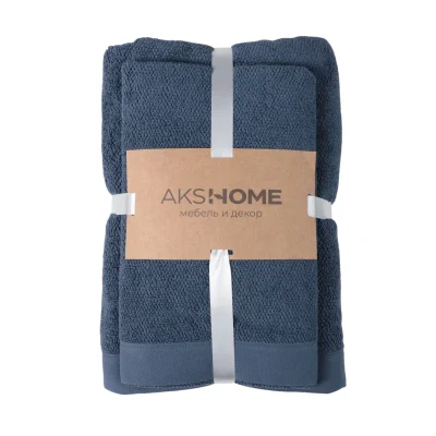 Набор полотенец махровых TANUKI, 2 шт (50*90см+70*140см), полуночный, 19-4110 фотография