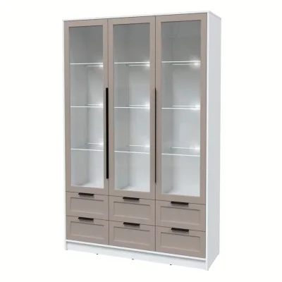 Шкаф с витриной КОНЦЕПТ Тренд КТ-ШВ3(подсветка), к.Белый/ф.Луна  (В2128хШ1360хГ547мм) фотография