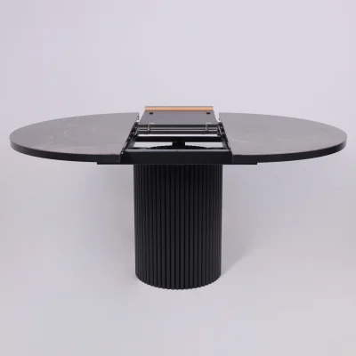 Стол ASKAR ROUND SLIDE-116, раздвижной круглый 116(156), BAYONA GREY PREMIUM CER/Черный_16