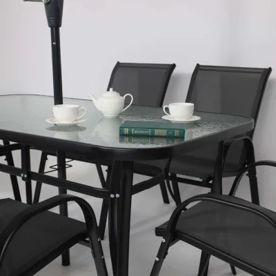 Комплект садовой мебели SUNBEAM (стол 1шт, 6 кресел, зонт 1шт), серый/черный_41