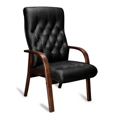 Кресло OXFORD A/D  (орех темный) кожа (черная) фотография