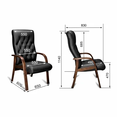 Кресло OXFORD A/D  (орех темный) кожа (черная)_4