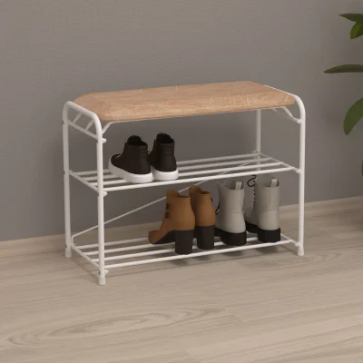 Подставка для обуви Альфа 23, с сиденьем (белый)_2